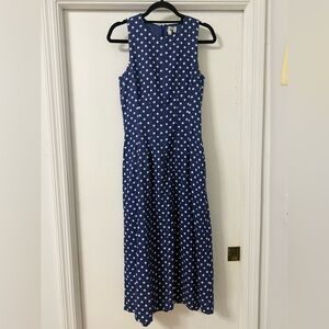 NWT- Sunday Edition Midi Blue Polka Dot Dress